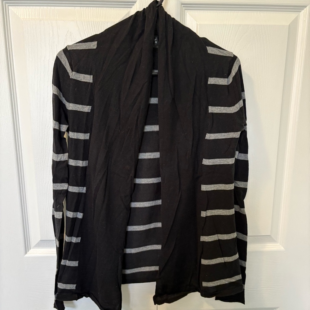 Express Black and Gray Striped Cardigan